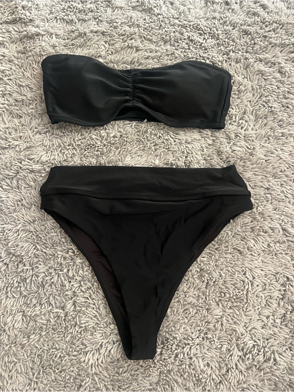 Forever 21 Black Strapless Bandeau Bikini Set